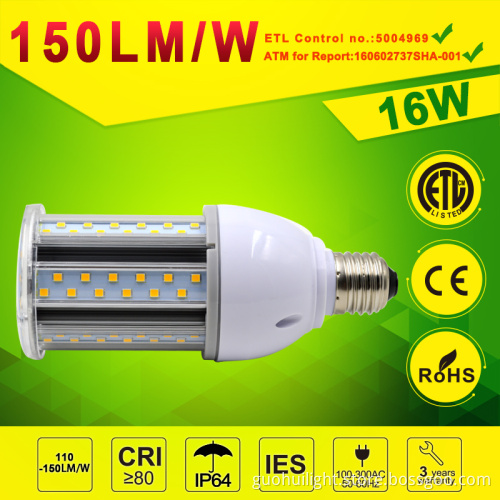 IP64 LED Corn lamp 16w 150lm/w for garden lighting